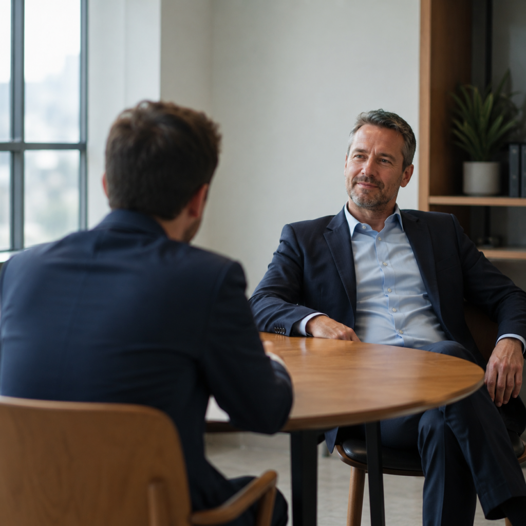 salary negotiation between two guys showing agreeableness vs confidence dynamic