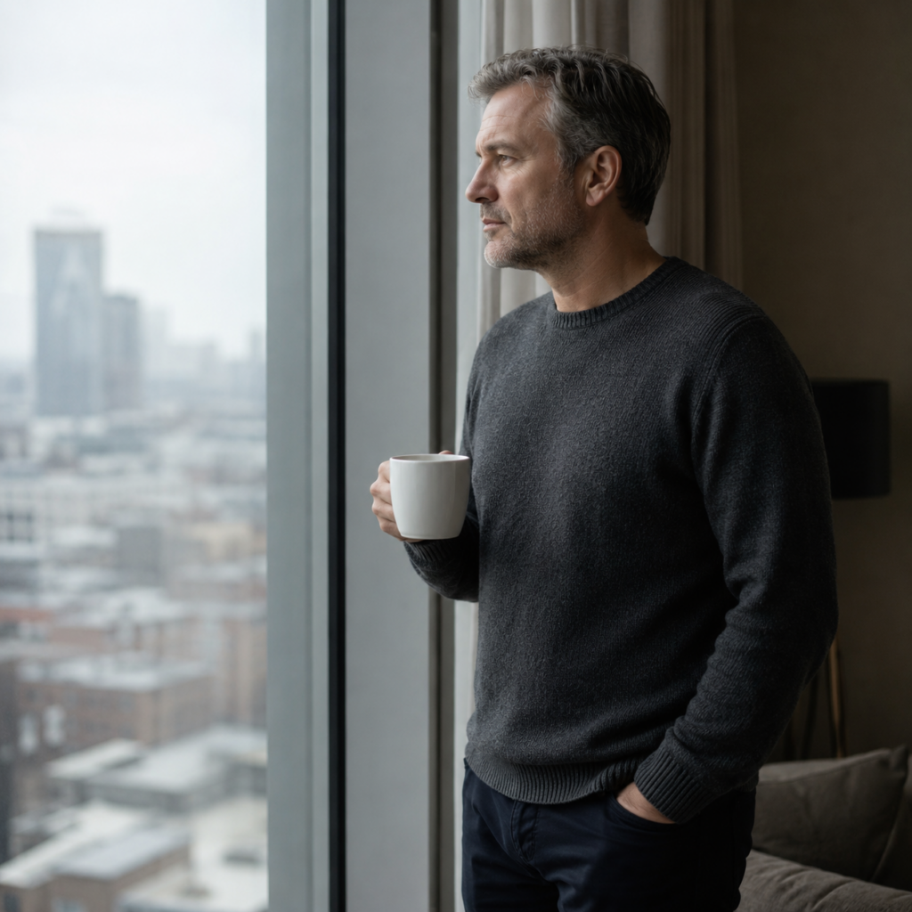 midlife guy rethinking his approach to money and self-worth