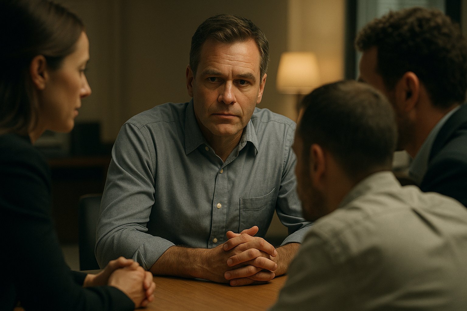 A man others defer to because he holds a position, a moment of quiet conviction